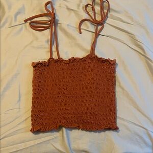 Wild Fable Terracotta Smocked Crop Top